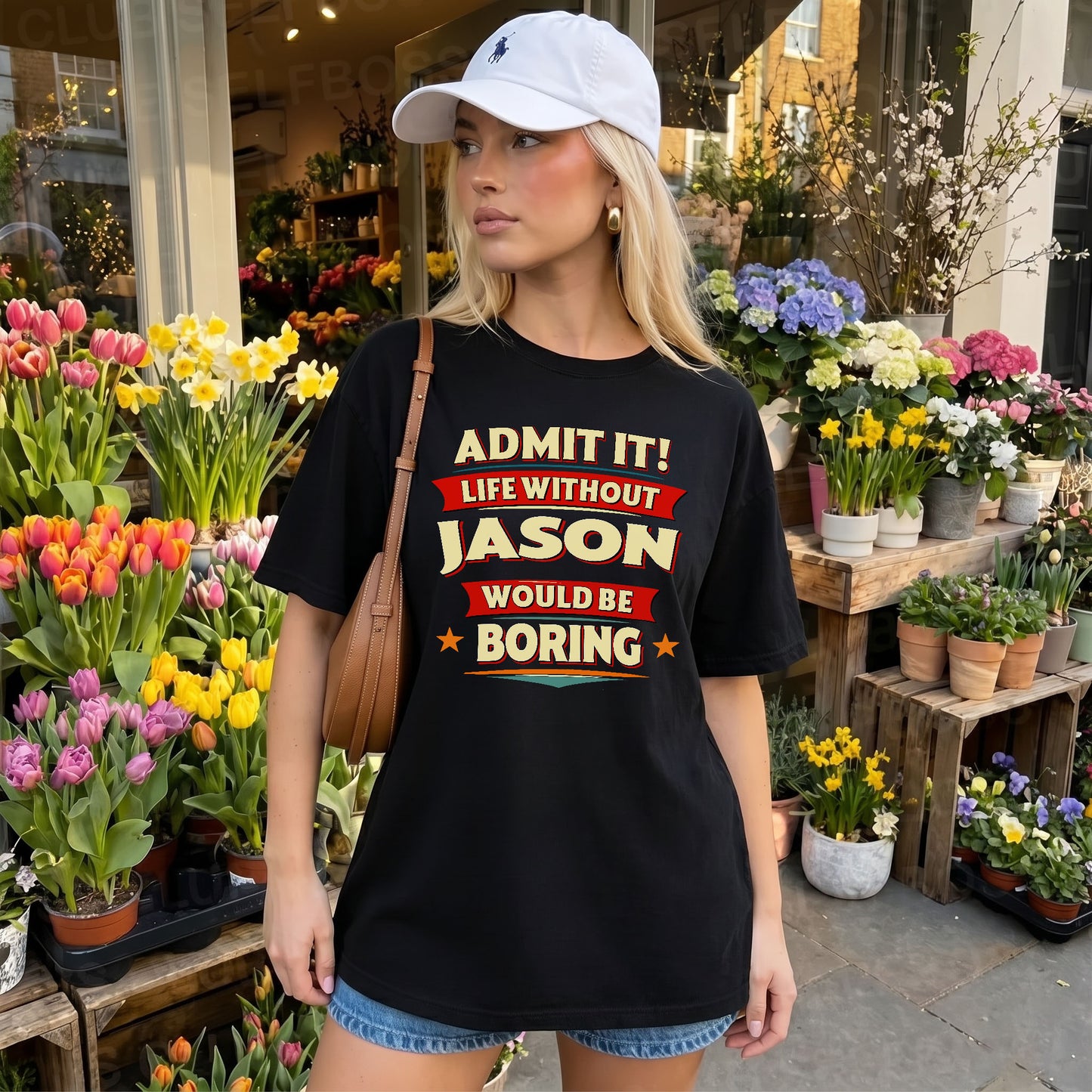 JASON T36-TH36–Personalized Funny Quote Apparel “Life Without NAME Would Be Boring”